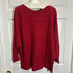 Liz Claiborne Textured Boat Neck Crimson Sweater